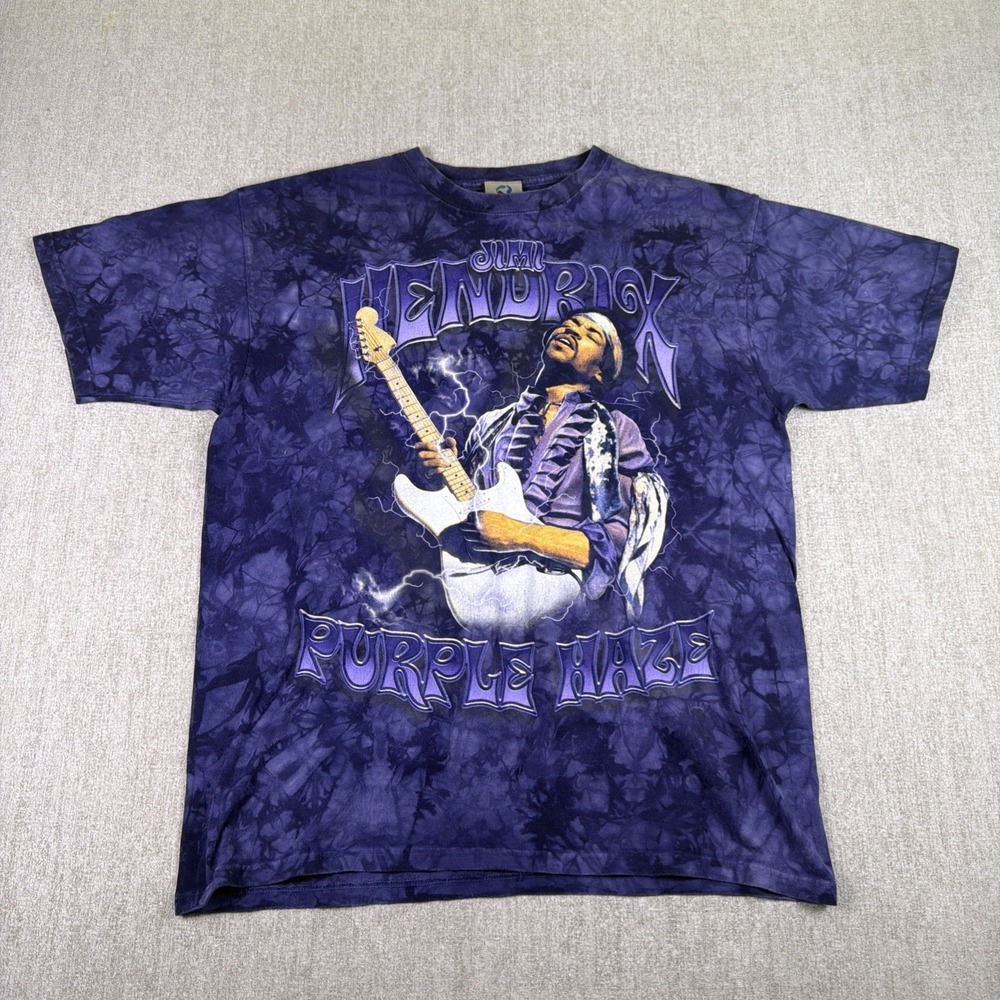 Vintage Jimi Hendrix Purple Haze T Shirt Large Liquid Blue Tie Dye Rock Band Tee